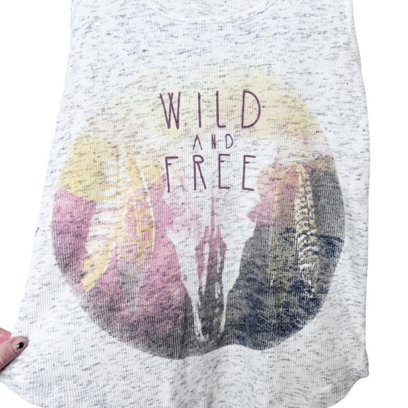 Mighty Fine Women's Gray Heathered Tank Top Wild and Free Graphic Print Size S - Picture 7 of 13
